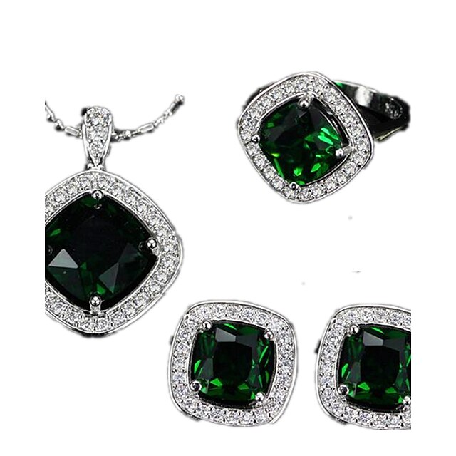  Women's Jewelry Set Platinum Plated, Imitation Diamond Luxury, European Include White / Green / Blue For Halloween Daily Casual / Rings