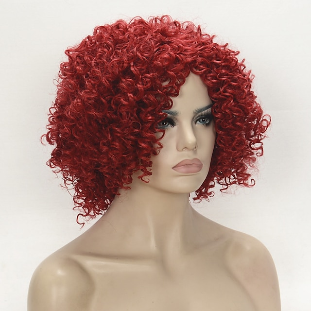  Парики из искусственных волос Кудрявый Кудрявый Парик Средние Искусственные волосы Жен. Красный StrongBeauty