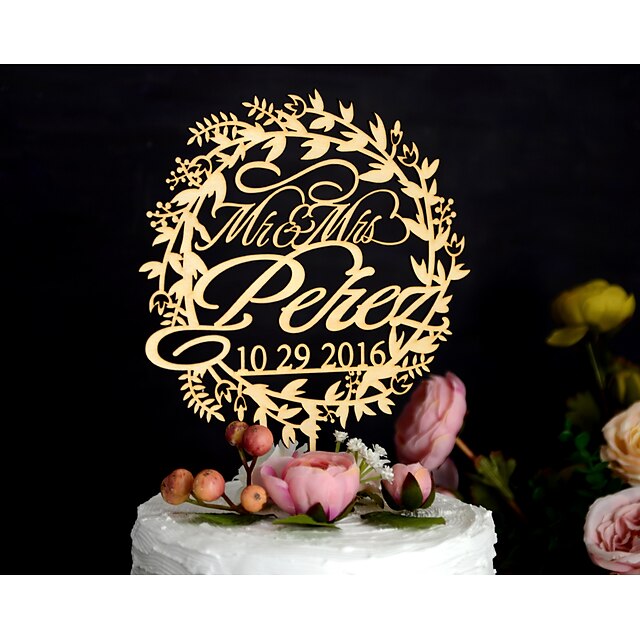  Decorações de Bolo Tema Flores Tema Clássico Tema vintage Tema rústico Casal Clássico Papel de Cartão Acrílico Casamento Com Bolsa Poly