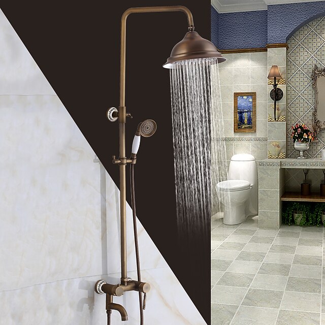  シャワー水栓 - アンティーク / 伝統風 アンティーク銅 シャワーシステム セラミックバルブ / 真鍮 / シングルハンドル二つの穴