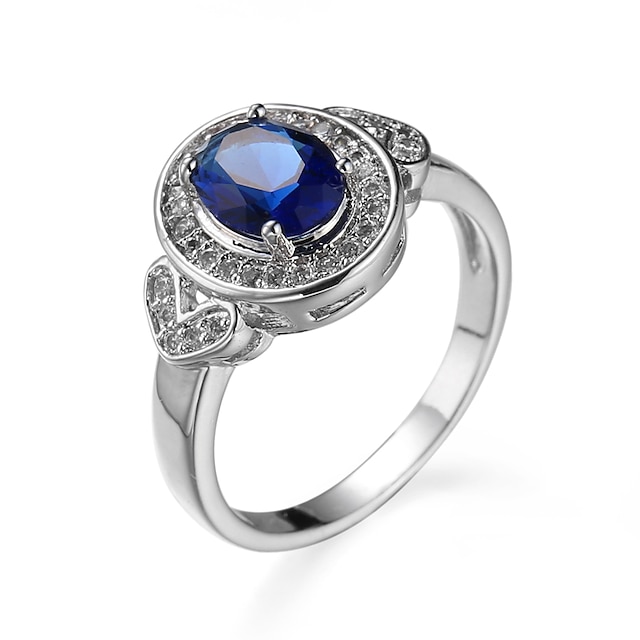  Damen Ring Kubikzirkonia Blau Zirkonia Simple Style Normal Schmuck simuliert Cocktail Ring