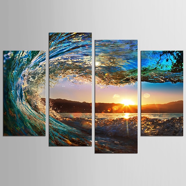  4 paneler väggkonst duk utskrifter målning konstverk bild landskap havsbrand heminredning dekor sträckt ram / rullad