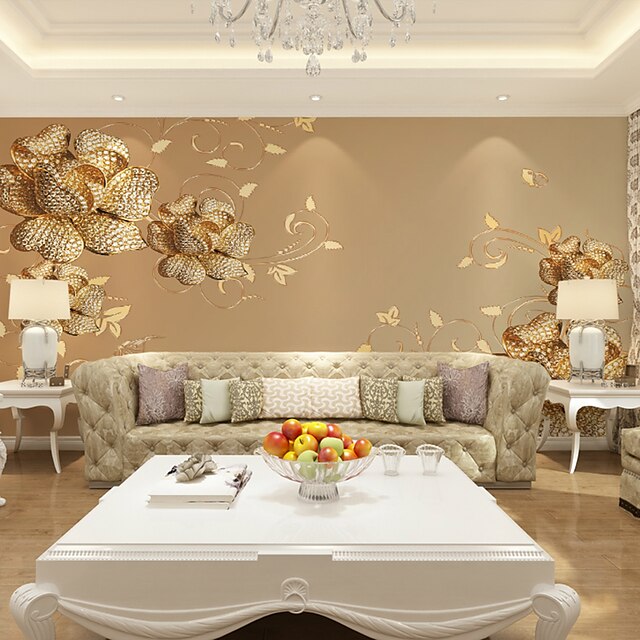  adesivo de parede de papel de parede cobrindo adesivo de impressão necessário efeito 3d tela de balão de flores de ouro decoração para casa