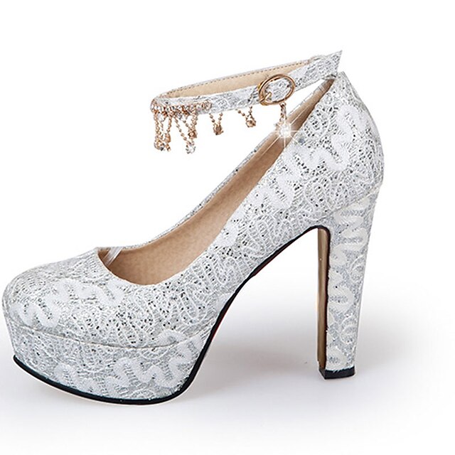  Femme Talons de fête Paillette Printemps / Eté Chaussures à Talons Talon Bottier / Block Heel Bout rond Cristal / Fleur Or / Blanc / Rouge / Mariage / Soirée & Evénement