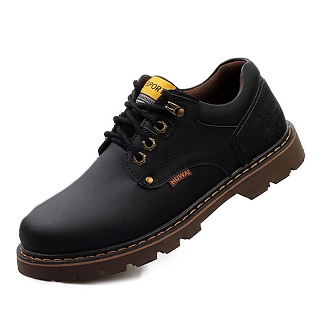  Miehet kengät PU Syksy Talvi Comfort Oxford-kengät Solmittavat Käyttötarkoitus Kausaliteetti Musta Keltainen Vaalean ruskea Tumman ruskea