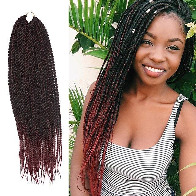  senegal twist braids black to burgundy ombre hair braids 20inch kanekalon 98g 35 strands synthetic hair extensions