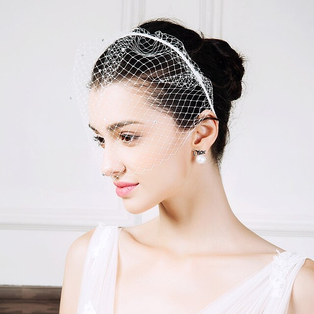  Strass / Rede Headbands / Véus de Birdcage com 1 Casamento / Ocasião Especial / Casual Capacete