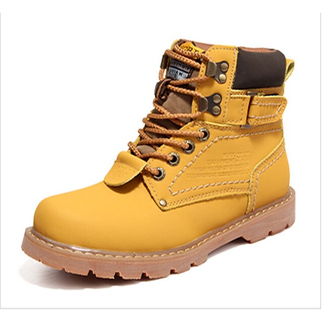  Homens Sapatos Confortáveis Couro Ecológico Inverno Botas Antiderrapante Castanho Escuro / Amarelo / Preto / Cadarço / Ao ar livre
