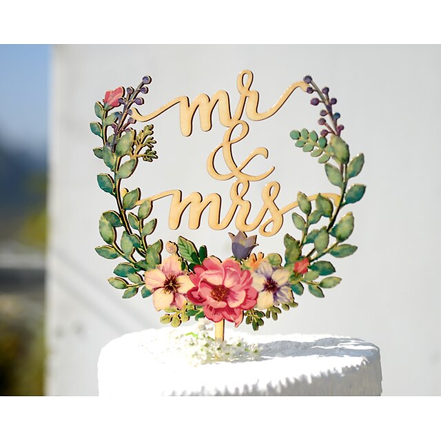  kage topper haven tema blomster tema klassisk tema vintage tema klassisk par akryl / polyester bryllupsdag med # poly taske