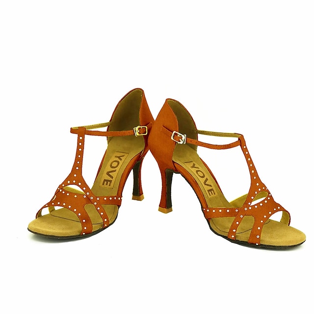  Women's Latin Shoes / Salsa Shoes Satin / Silk Buckle Sandal / Heel Buckle / Ribbon Tie Customized Heel Customizable Dance Shoes Bronze / Almond / Nude / Performance / Leather / Professional