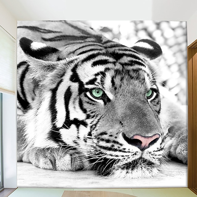  adesivo de parede de papel de parede cobrindo adesivo de impressão necessário efeito 3d tigre tela animal decoração de casa