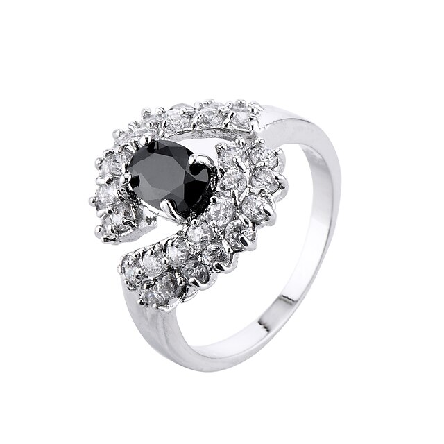  Ring Kubikzirkonia Simple Style Modisch Zirkon Aleación Schwarz Schmuck Für Normal 1 Stück