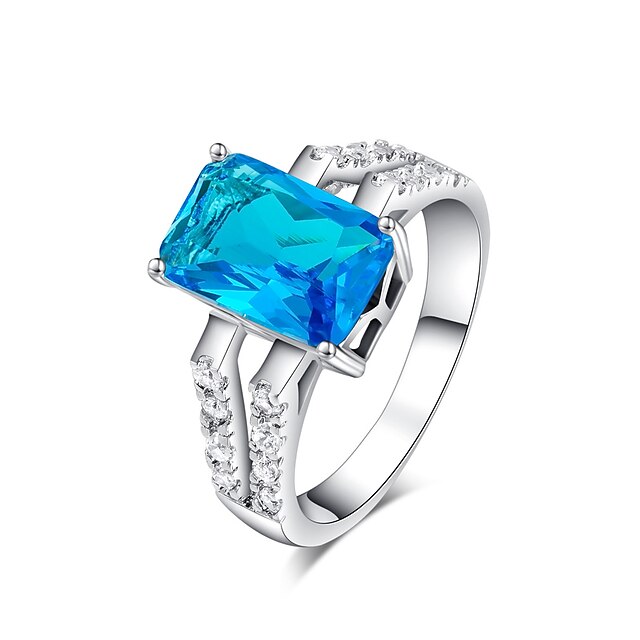  Women's Ring - Zircon, Cubic Zirconia Ladies, Fashion Jewelry Green / Blue For Daily Casual 6 / 7 / 8 / 9