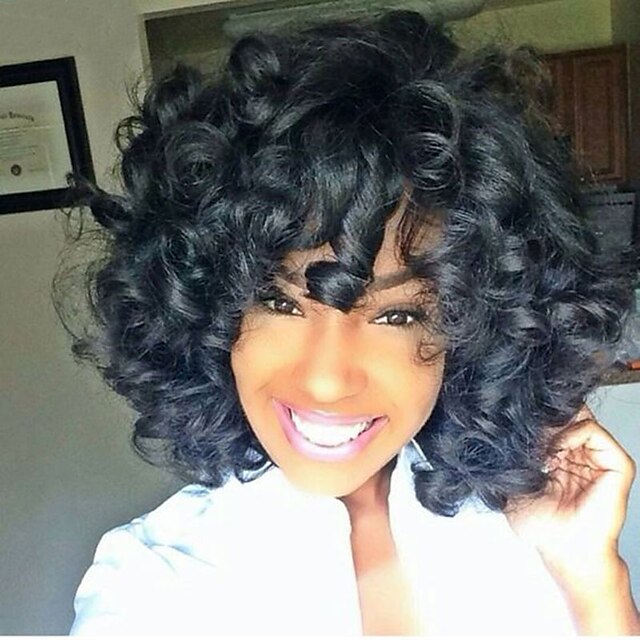  Synthetic Wig Curly Wavy Wavy Bob Wig Short Natural Black Synthetic Hair Women's Heat Resistant For Black Women Black Natural Black