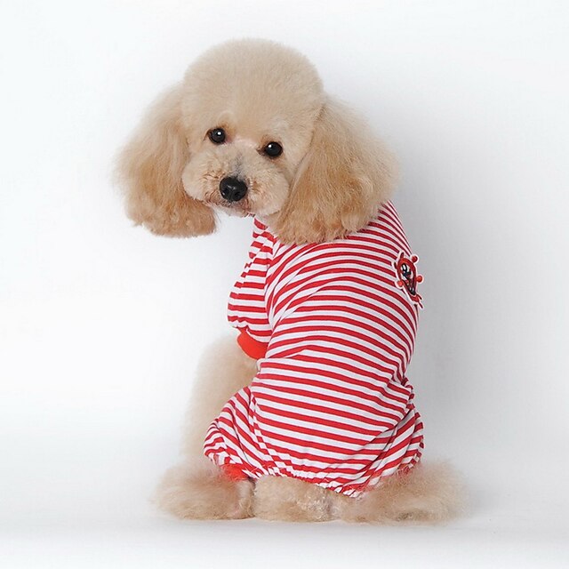  Σκύλος Πυτζάμες Ριγέ Καθημερινά Χειμώνας Ρούχα για σκύλους Ρούχα κουταβιών Στολές για σκύλους Μαύρο Κόκκινο Μπλε Στολές για κορίτσι και αγόρι σκυλί Βαμβάκι Τ M L XL XXL