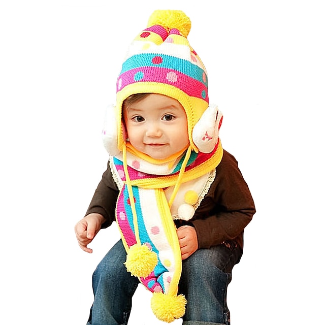  Boys' / Girls' Knitwear Scarf, Hat & Glove Sets Yellow / Fuchsia One-Size