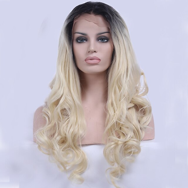  Synthetic Lace Front Wig Wavy Wavy Lace Front Wig Blonde Black / Strawberry Blonde Synthetic Hair Women's Natural Hairline Blonde