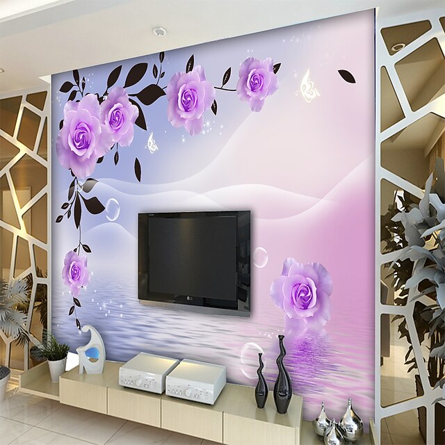 Mural Canvas Wall Covering Adhesive required Floral Art Deco 3D 2023