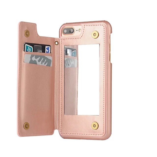  Case For Apple iPhone 8 Plus / iPhone 8 / iPhone 7 Plus Card Holder / Dustproof / Mirror Back Cover Solid Colored Hard PU Leather