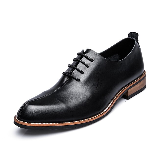  Men's Formal Shoes Leather Shoes Spring / Fall Comfort / Formal Shoes Wedding Party & Evening Office & Career Oxfords Walking Shoes Cowhide Breathability Black / Lace-up