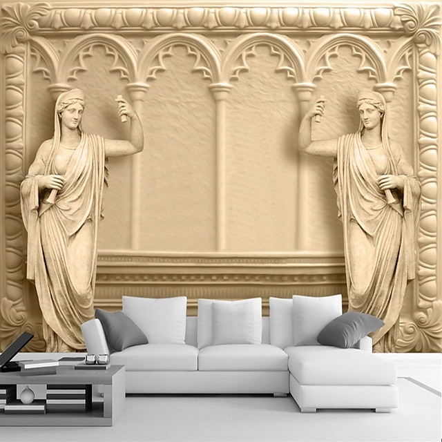  Mural Wallpaper Wall Sticker Covering Print Adhesive Required 3D Relief Effect Greece Roman Temple Canvas Home Décor