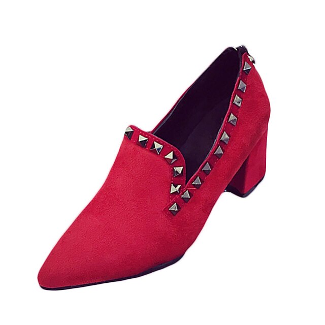  Damen-High Heels-Lässig-PU-Blockabsatz-Komfort-Schwarz Grün Rot