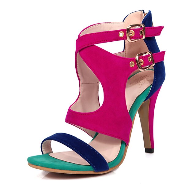  Dames Schoenen Fleece Lente / Zomer Sandalen Naaldhak Peep Toe Zwart / Rood / Blauw / Feesten & Uitgaan / Feesten & Uitgaan