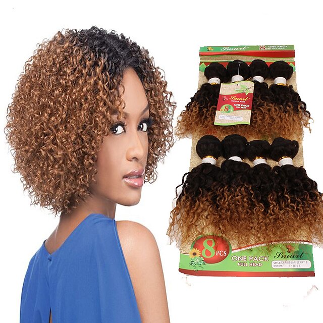  Brazilské vlasy Kudrny Curly Weave Přírodní vlasy 400 g Tónované Lidské vlasy Vazby Rozšíření lidský vlas / 8A