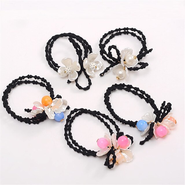  Shell Pearl Bow Hair Bands Han Edition Wire OL Hair Play High Elastic Hair Mixed Hair By Hand 10pcs