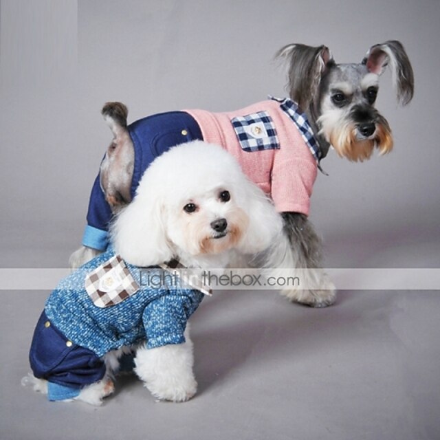  Γάτα Σκύλος Φόρμες Καρό / Τετραγωνισμένο Καθημερινά Χειμώνας Ρούχα για σκύλους Ρούχα κουταβιών Στολές για σκύλους Μπλε Ροζ Στολές για κορίτσι και αγόρι σκυλί Βαμβάκι XS Τ M L XL