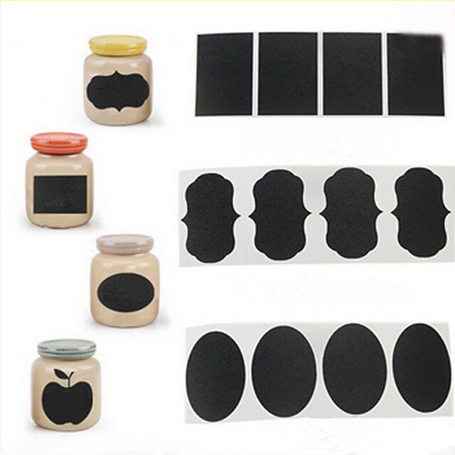  36pcs craie étiquettes autocollantes stylo tableau noir vinyle pot de cuisine des autocollants de décoration 5cm x 3.5cm