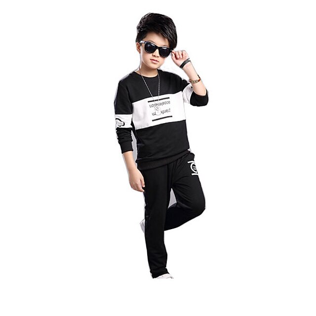  Kids Boys' Daily Print Long Sleeve Cotton / Rayon Clothing Set Black