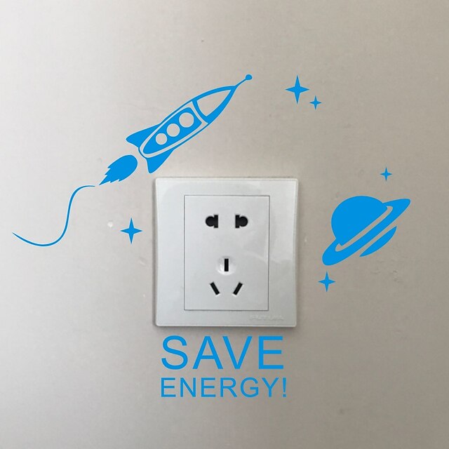  AYA DIY Wall Stickers Wall Decals Cartoon SAVE ENERGY Type PVC Switch Panel Stickers 27*20cm