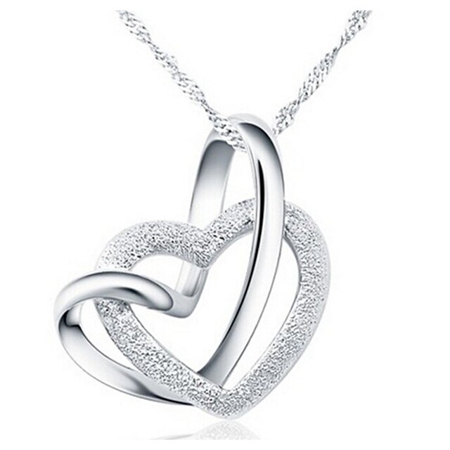  Women's Pendant Necklace Twisted Double Heart Love Interlocking Hollow Heart Ladies Alloy Silver Necklace Jewelry For Wedding Party Anniversary Birthday Thank You Daily
