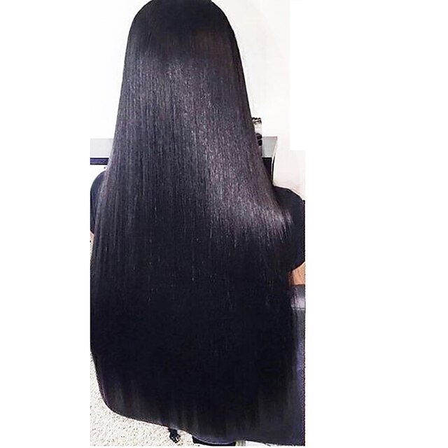 Human Hair Full Lace Wig style Straight Wig 130% Density Natural Hairline African American Wig 100% Hand Tied Women's Long Human Hair Lace Wig