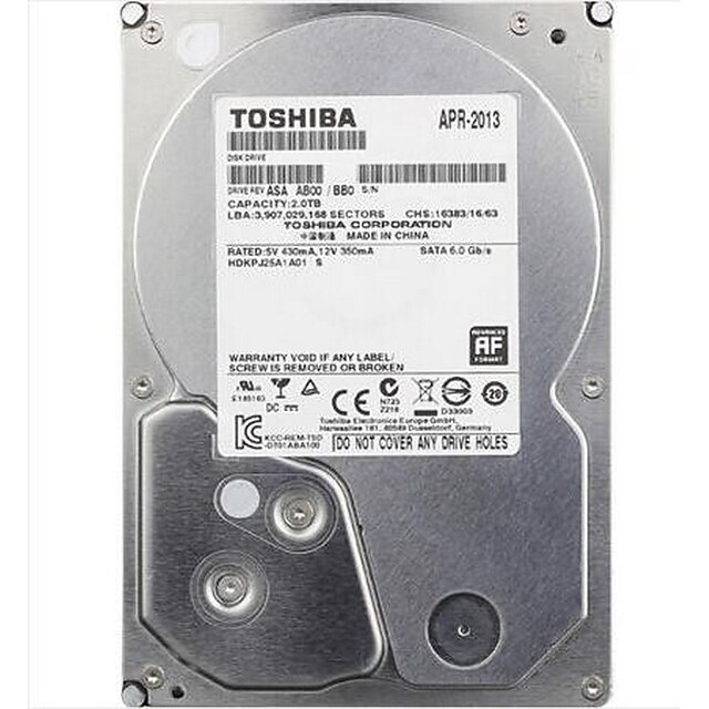  Toshiba 2TB DVR Hard Disk Drive 5700rpm SATA 3.0 (6 Gb / s) 32Mt Kätkö 3.5 tuumainen-DT01ABA200V