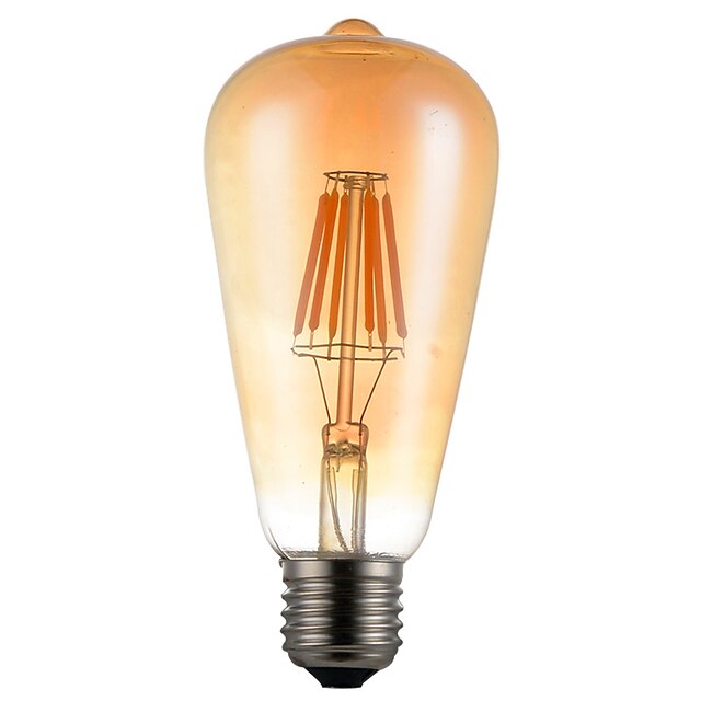  1db 6 W Izzószálas LED lámpák 550 lm E26 / E27 ST64 6 LED gyöngyök COB Dekoratív Meleg fehér 85-265 V / 1 db. / RoHs