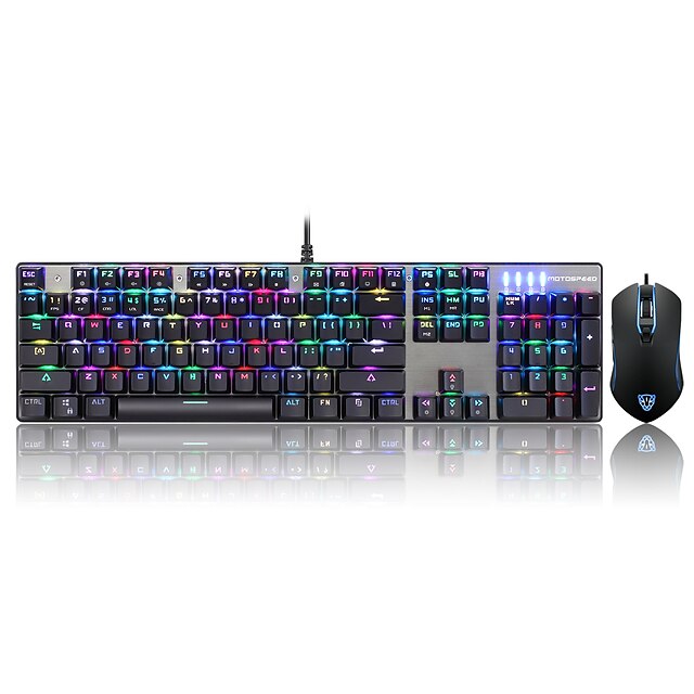  Motospeed ck888 USB verkabelt mechanische Gaming-Tastatur und Maus-Kombination, blaue Schalter, RGB-Hintergrundbeleuchtung, dpi einstellbar