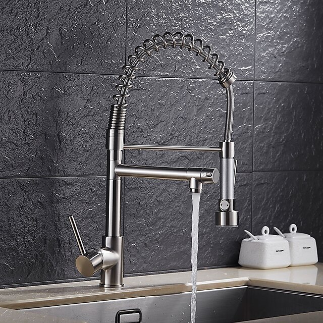  Kitchen faucet - Single Handle One Hole Nickel Brushed Pull-out / ­Pull-down Vessel Contemporary / Art Deco / Retro / Modern Kitchen Taps