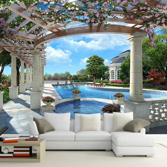  Mural Wallpaper Wall Sticker Covering Print Adhesive Required 3D Swimming Pool Garden Canvas Home Décor