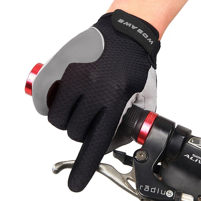  Bike Gloves / Cycling Gloves Touch Gloves Mountain Bike MTB Sports Full Finger Gloves Mittens Lightweight Breathable Wearable Black+Gray Red+Black Polyester Cycling / Bike Team Sports Unisex