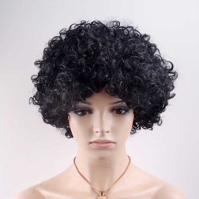  Synthetic Wig Curly Curly Wig Short Natural Black #1B Synthetic Hair Women's Black