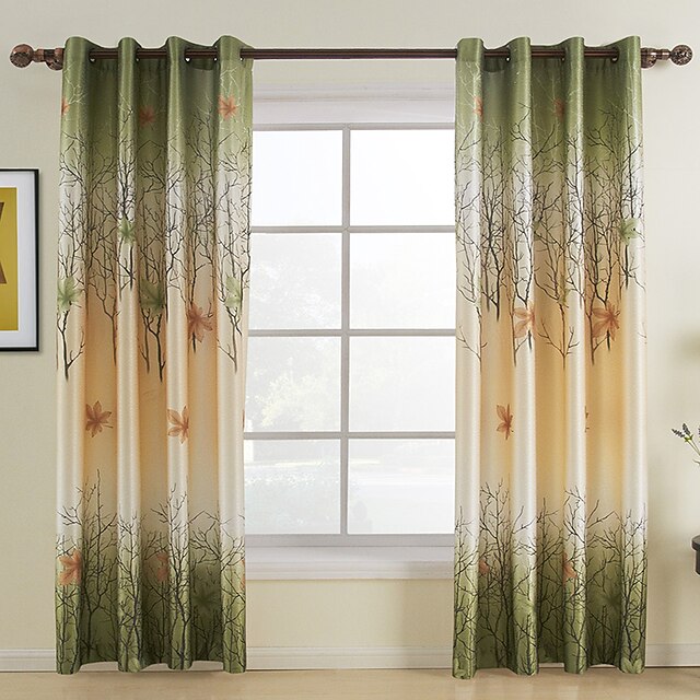  Curtains Drapes Woonkamer Blad 100% Polyester / Polyester Print & Jacquard