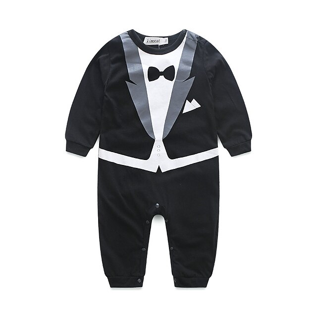  Baby Jungen Party / Ausgehen Solide Langarm Baumwolle Anzug & Overall