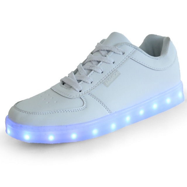  Girls' Comfort / Novelty / LED Shoes PU Sneakers Little Kids(4-7ys) / Big Kids(7years +) LED White / Black Spring / Rubber