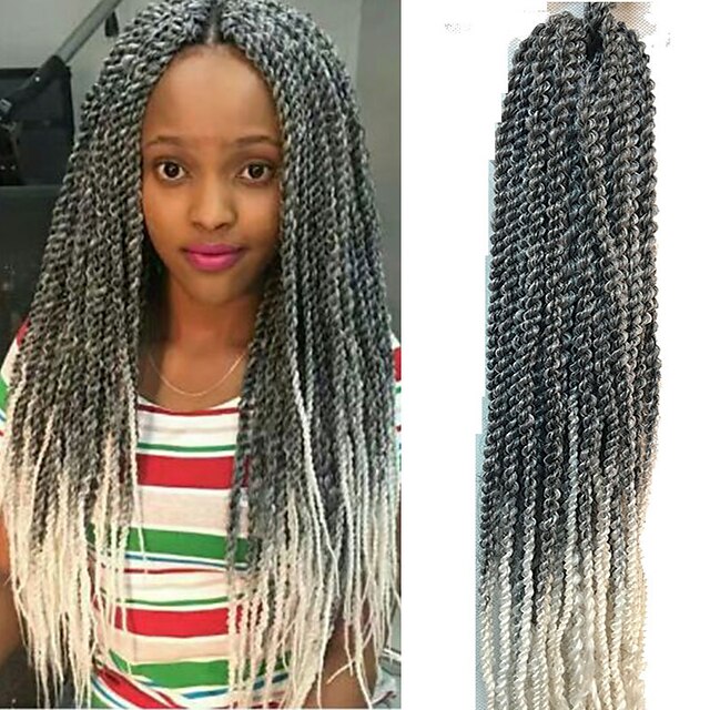  Grau Senegal Twist Braids Haarverlängerungen 22 inch Kanekalon 20 roots /pack Strand 100g Gramm Haar Borten