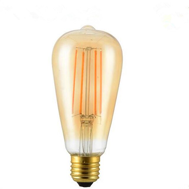  1pc 4 W LED-glødepærer 350 lm E26 / E27 ST64 4 LED perler COB Dekorativ Varm hvit 85-265 V / 1 stk. / RoHs