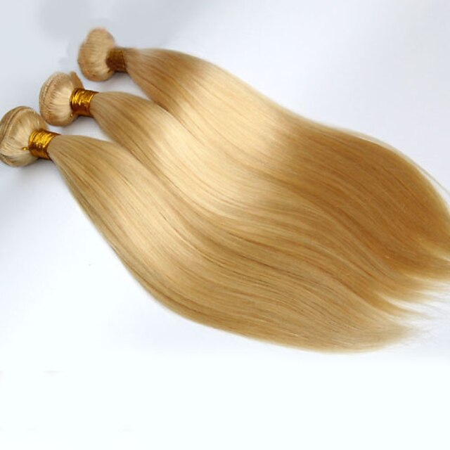  3 Bündel Brasilianisches Haar Glatt Unbehandeltes Haar Menschenhaar spinnt Menschliches Haar Webarten Haarverlängerungen / 10A / Gerade