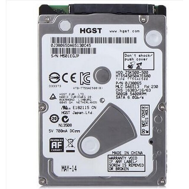  HGST Laptop / Notebook disco rígido 500GB HTS545050A7E680