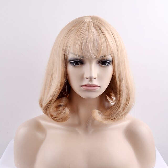  Perruque Synthétique Droit Droite Perruque Blond Court Blond Cheveux Synthétiques Femme Blond